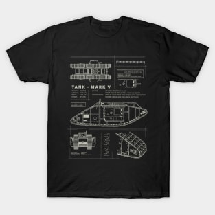 MARK V - WW1 Tank Blueprint T-Shirt